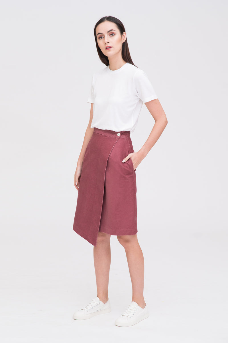 Black corduroy wrap skirt clearance