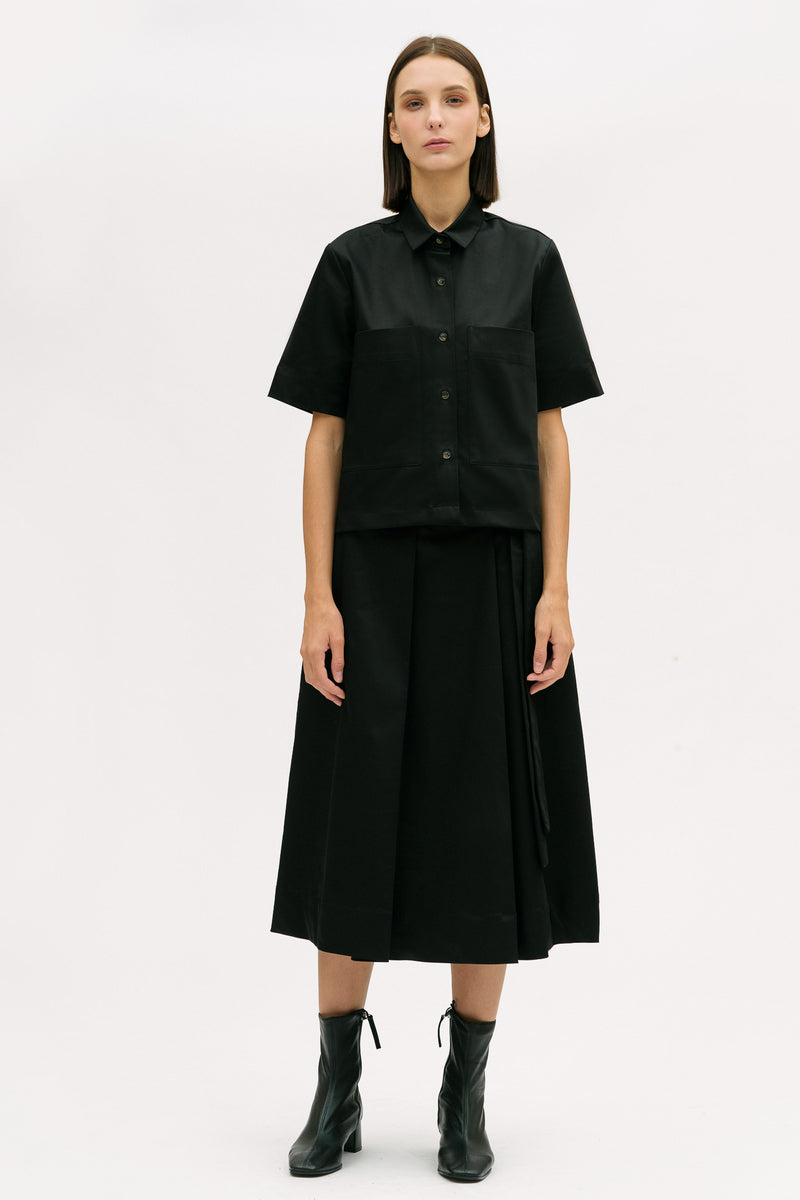 Pleat Detail Mid Length Skirt