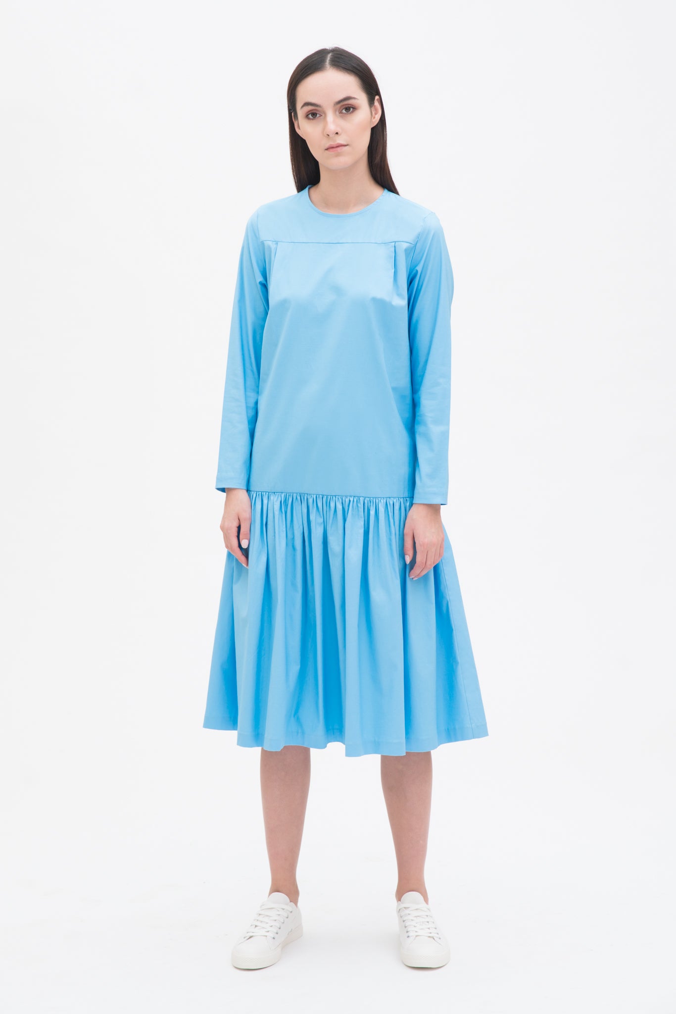 Gathered Mid Length Dress