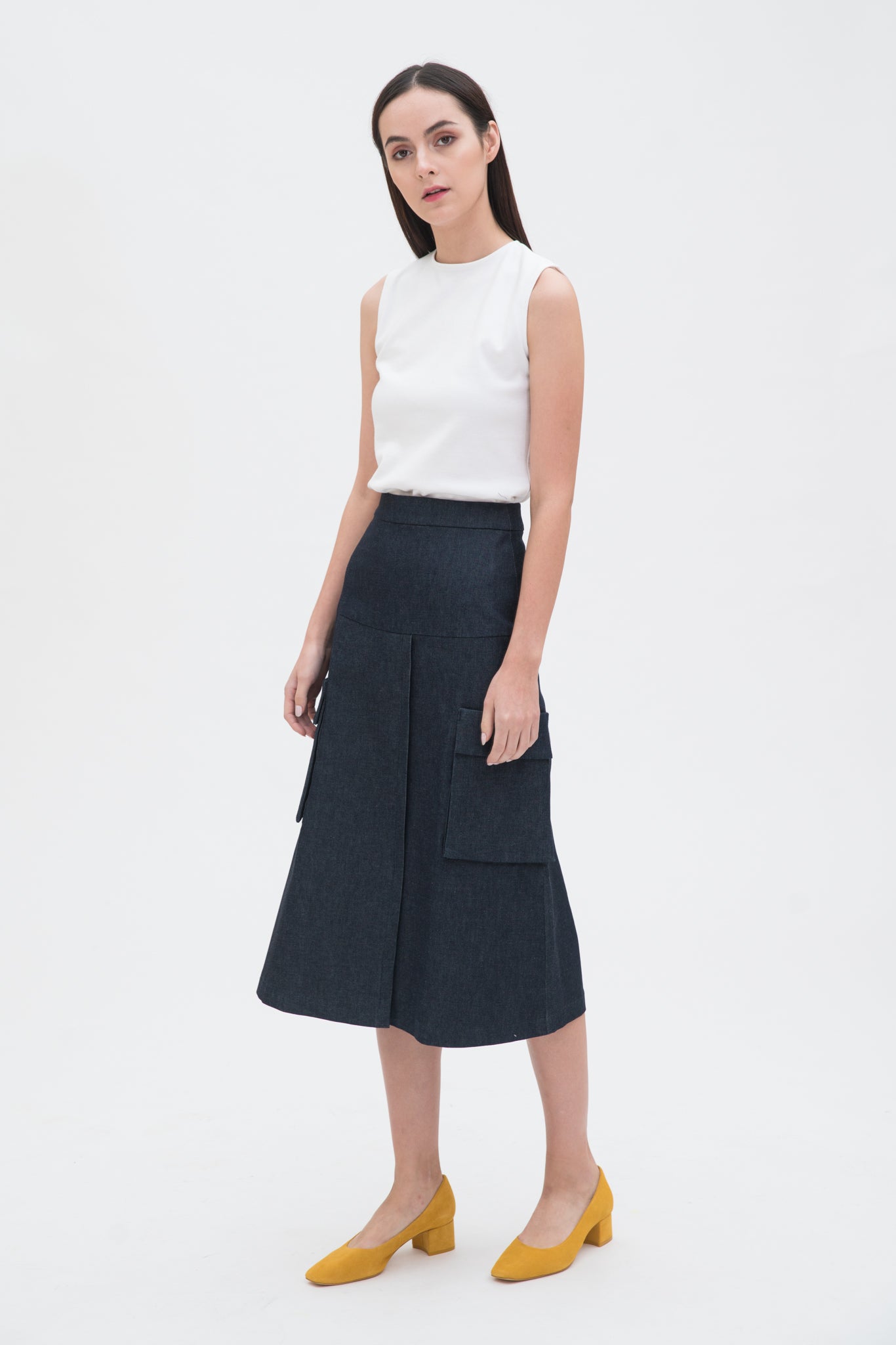 Double Pocket Mid Length Skirt